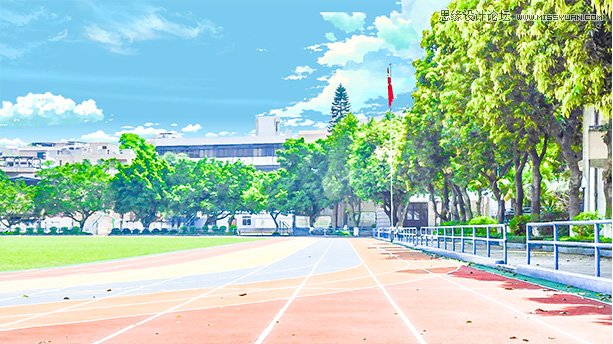 photoshop把操场照片调成日系暖色效果,PS教程