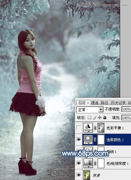 Photoshop调出公园清纯女孩唯美紫色效果