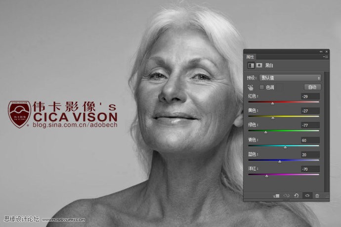 Photoshop调出人像照片高质量的黑白特效,PS教程
