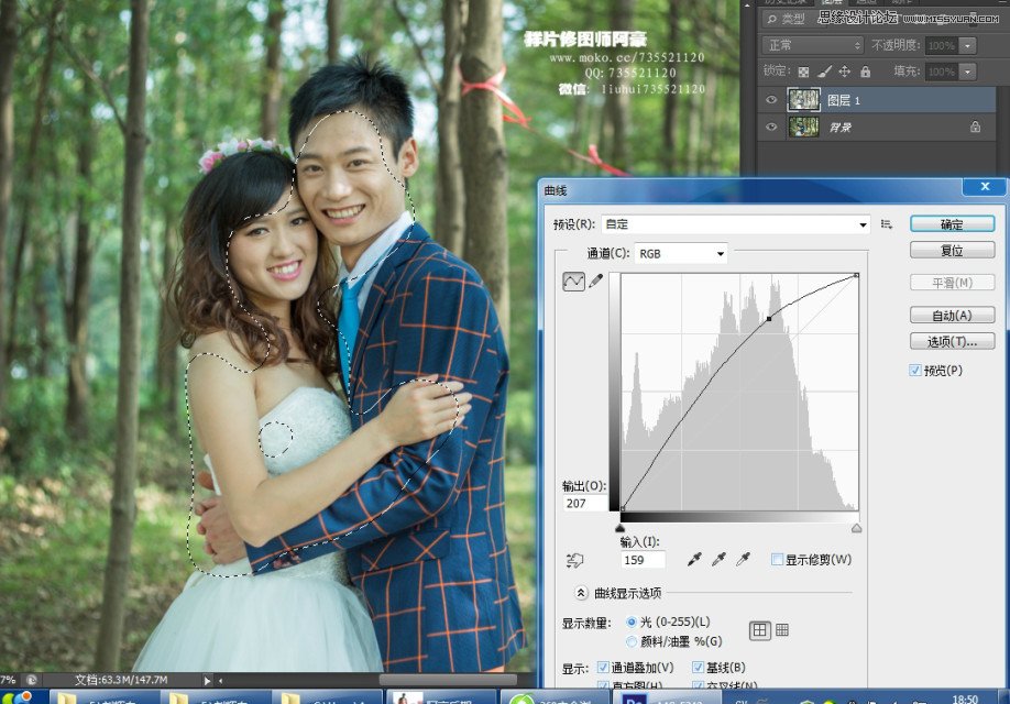 Photoshop调出林中外景婚片小清新色调,PS教程