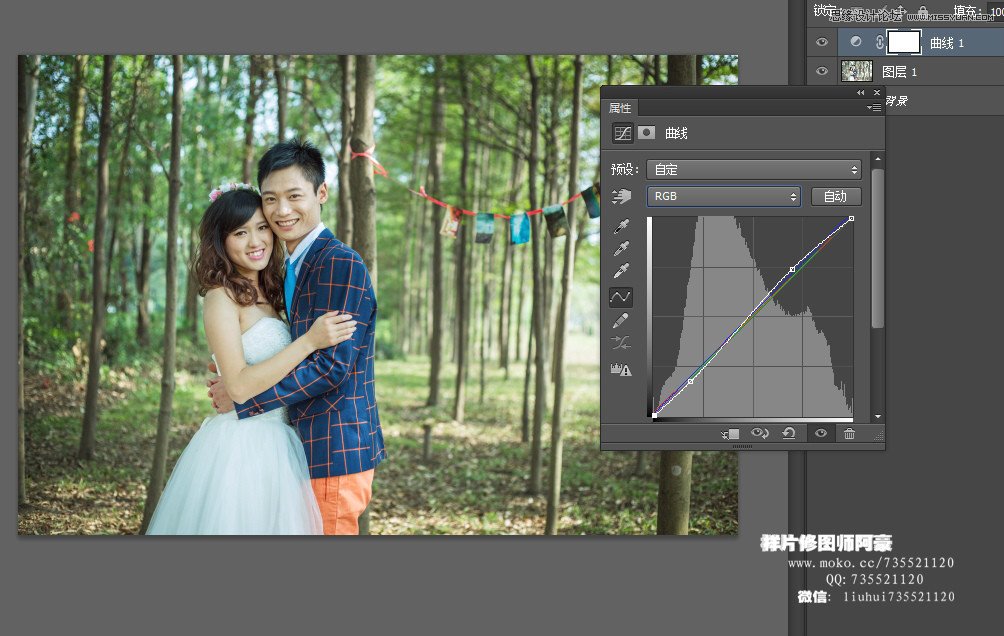 Photoshop调出林中外景婚片小清新色调,PS教程