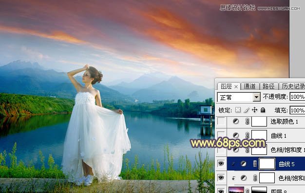 Photoshop给外景婚片添加唯美的黄昏效果,PS教程