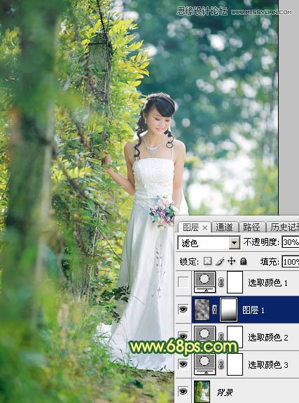 Photoshop调出外景婚片柔美韩风效果,PS教程
