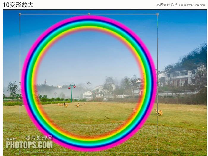Photoshop使用渐变给风景照片增加彩虹,PS教程