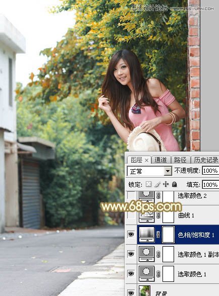 Photoshop调出外景清纯女孩秋季淡黄色调,PS教程