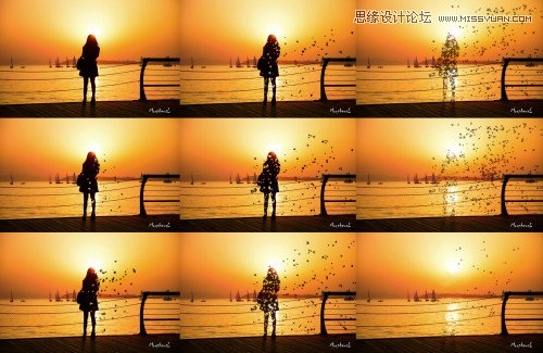 Photoshop制作在海边被打散的人像效果,PS教程