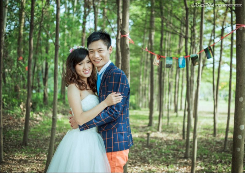 photoshop调出林中外景婚片小清新色调,PS教程