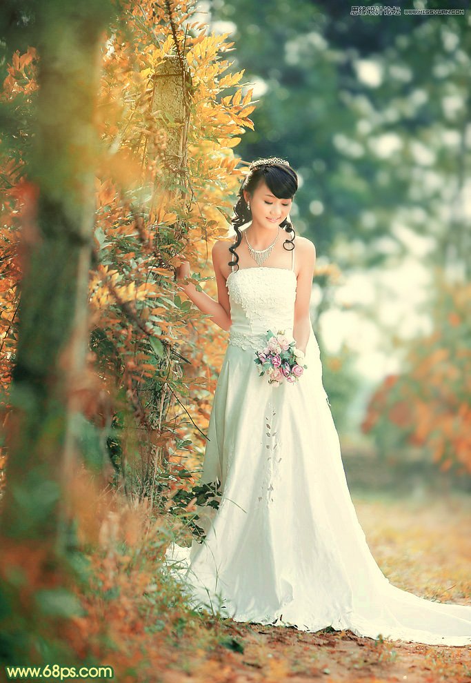 photoshop调出外景婚片柔美韩风效果,PS教程