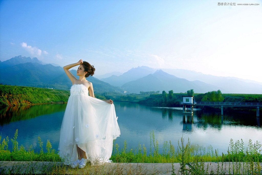 Photoshop给外景婚片添加唯美的黄昏效果,PS教程
