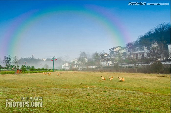 photoshop使用渐变给风景照片增加彩虹,PS教程