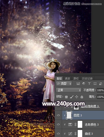 Photoshop调出森林美女人像暗夜LOMO效果
