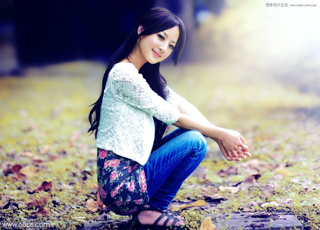 photoshop调出甜美逆光效果图的外景美女照片