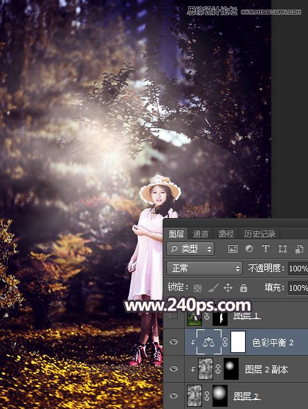 Photoshop调出森林美女人像暗夜LOMO效果