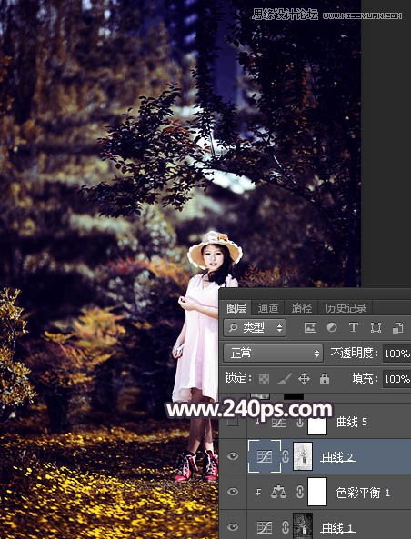 Photoshop调出森林美女人像暗夜LOMO效果