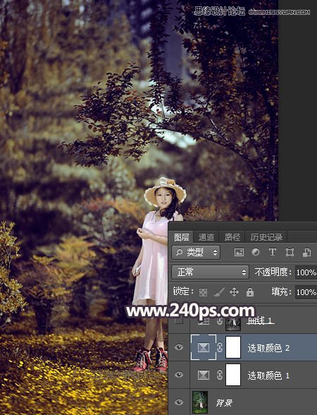 Photoshop调出森林美女人像暗夜LOMO效果