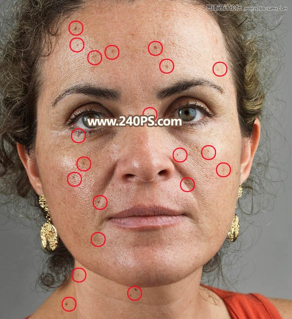 Photoshop保留质感给中年妇女人像磨皮,PS教程,