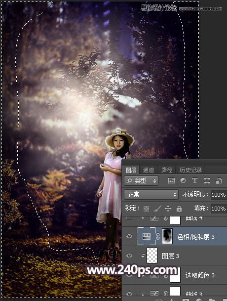 Photoshop调出森林美女人像暗夜LOMO效果
