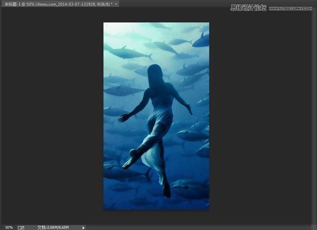 Photoshop给水下人像添加三角射线效果图
