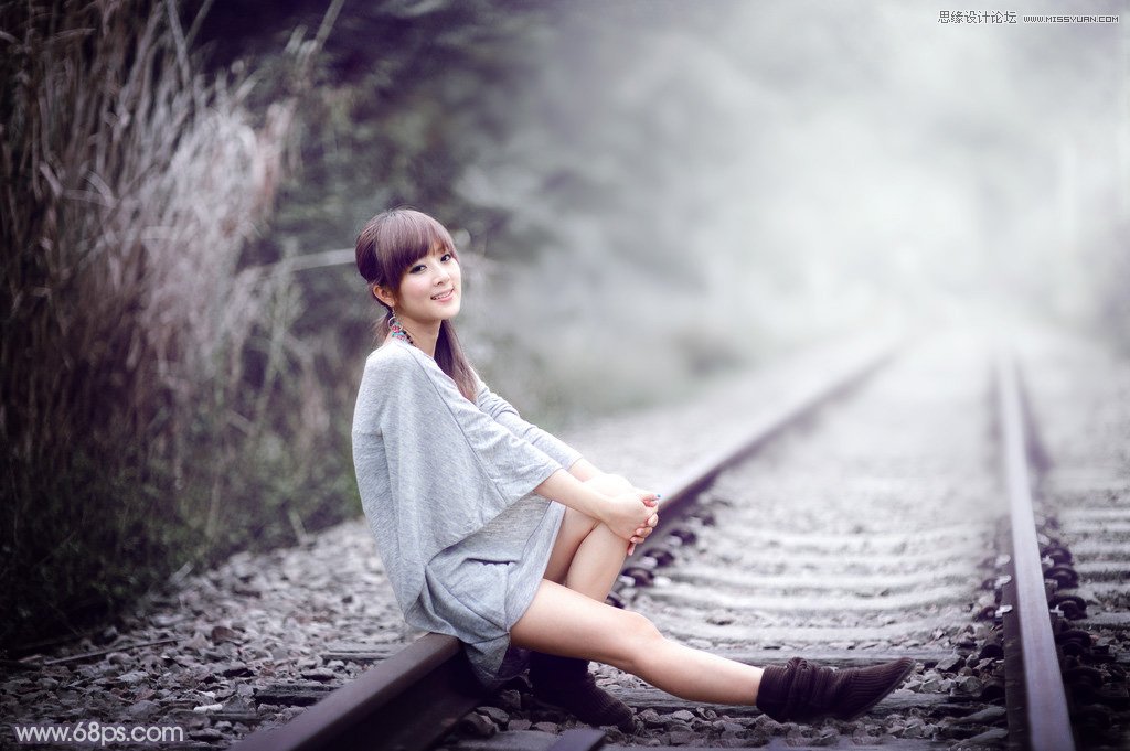 photoshop调色调出冷色艺术效果的美女照片