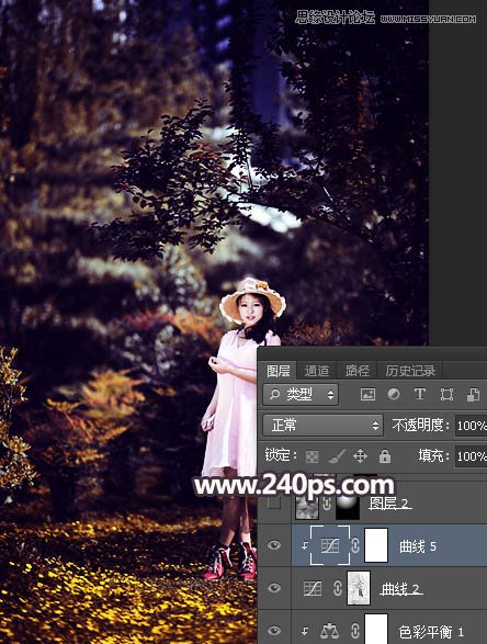 Photoshop调出森林美女人像暗夜LOMO效果