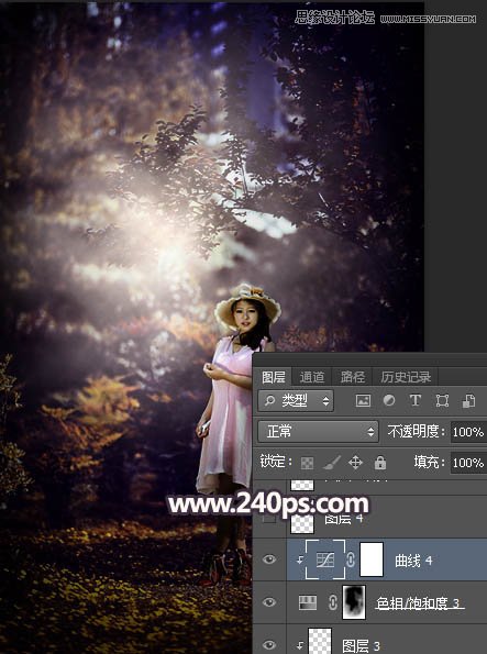 Photoshop调出森林美女人像暗夜LOMO效果