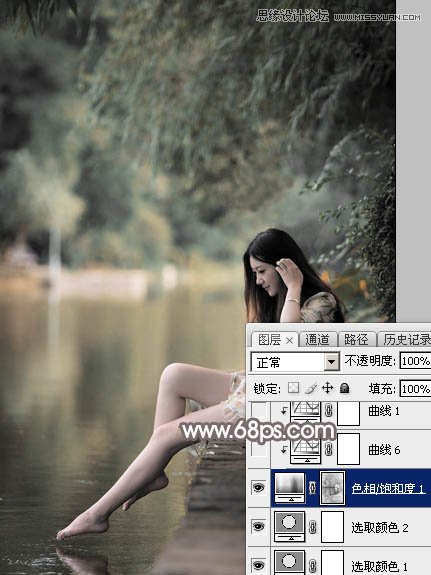 Photoshop调出红褐色艺术效果的河边女孩
