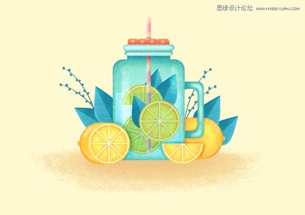 Photoshop合成创意风格的柠檬杯插画效果