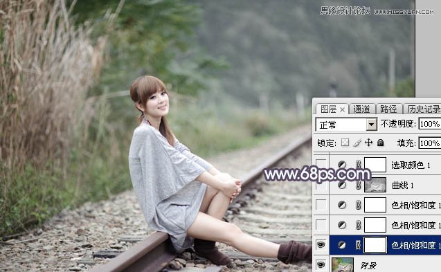 Photoshop调色调出冷色艺术效果的美女照片