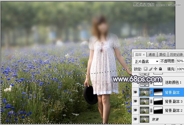Photoshop给花园女孩唯美逆光效果美化教程