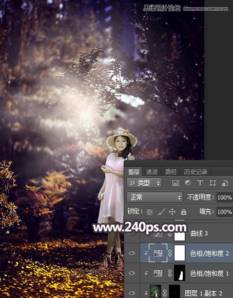 Photoshop调出森林美女人像暗夜LOMO效果