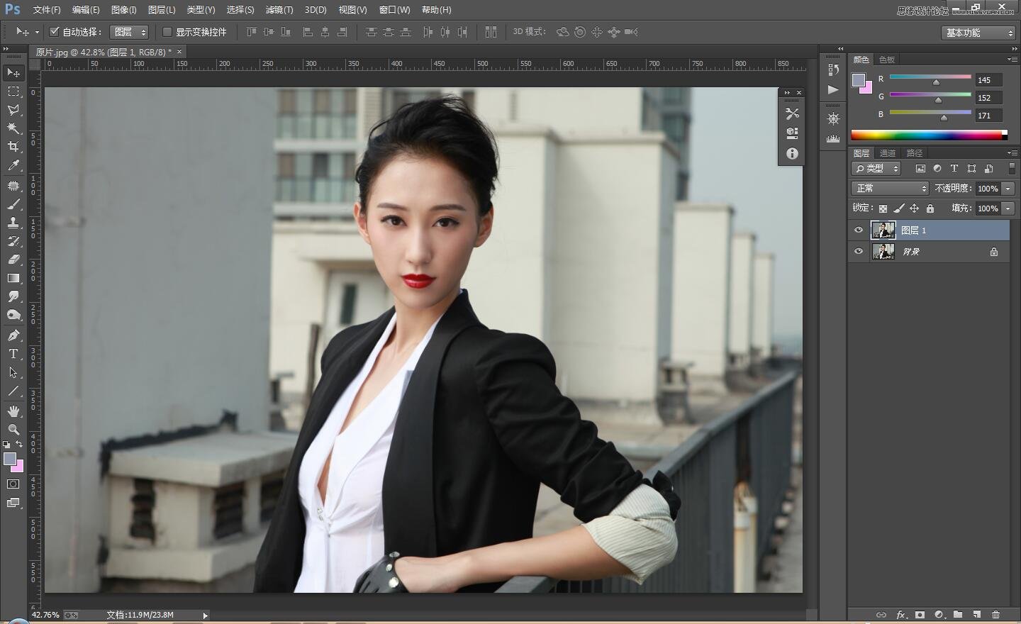 Photoshop调出人像照片复古古铜色效果