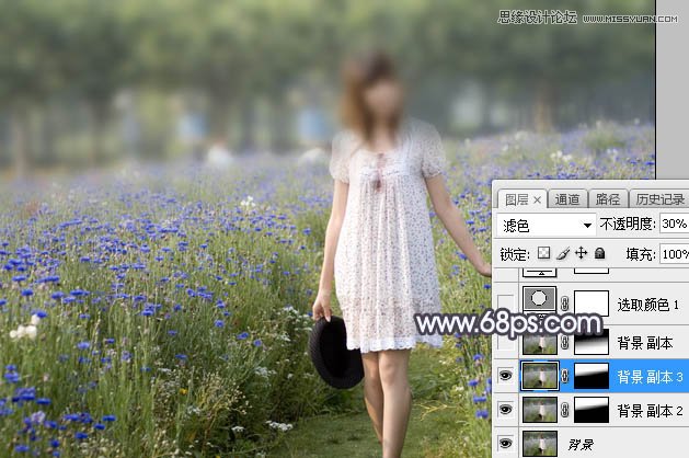Photoshop给花园女孩唯美逆光效果美化教程