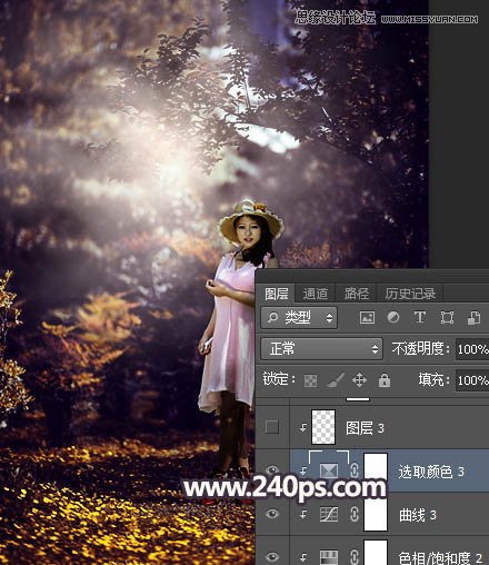 Photoshop调出森林美女人像暗夜LOMO效果