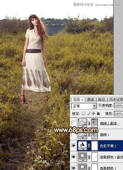 使用PS给外景欧美人像照片添加夕阳美景效果教程