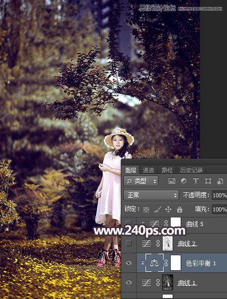 Photoshop调出森林美女人像暗夜LOMO效果