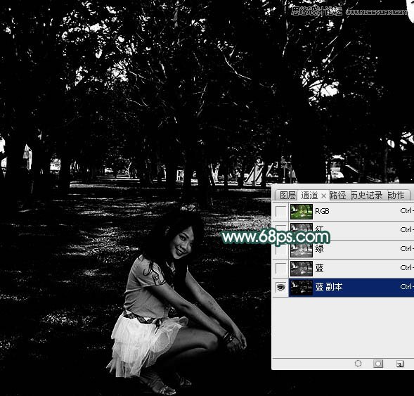 Photoshop给森林人像照片添加阳光光线效果