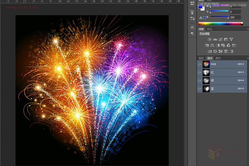 巧用Photoshop通道抠出绚丽烟花的抠图教程