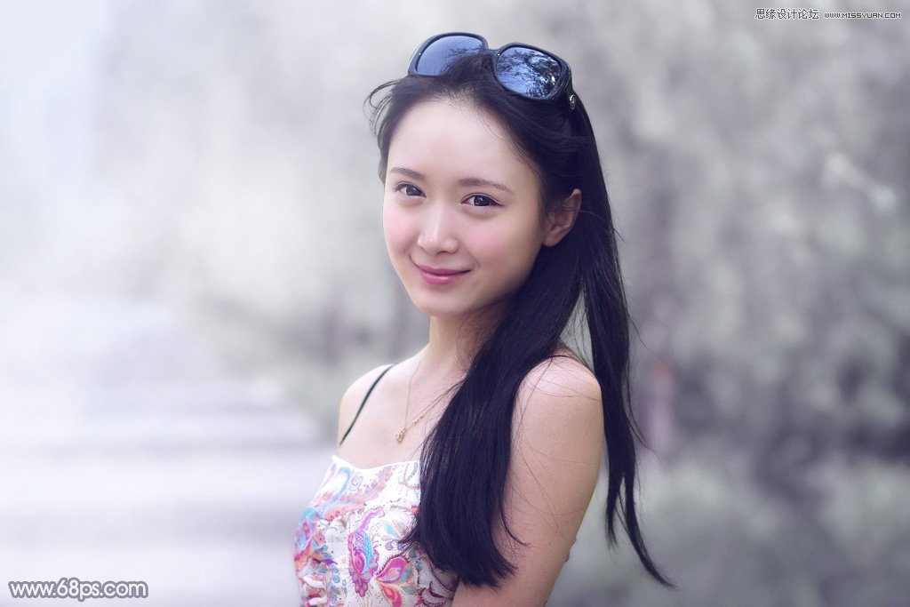 photoshop调出甜美柔色效果的外景美女照片教程