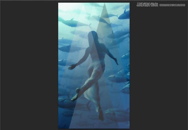 Photoshop给水下人像添加三角射线效果图