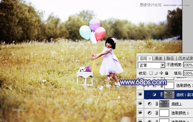 Photoshop调出儿童照片梦幻紫色效果