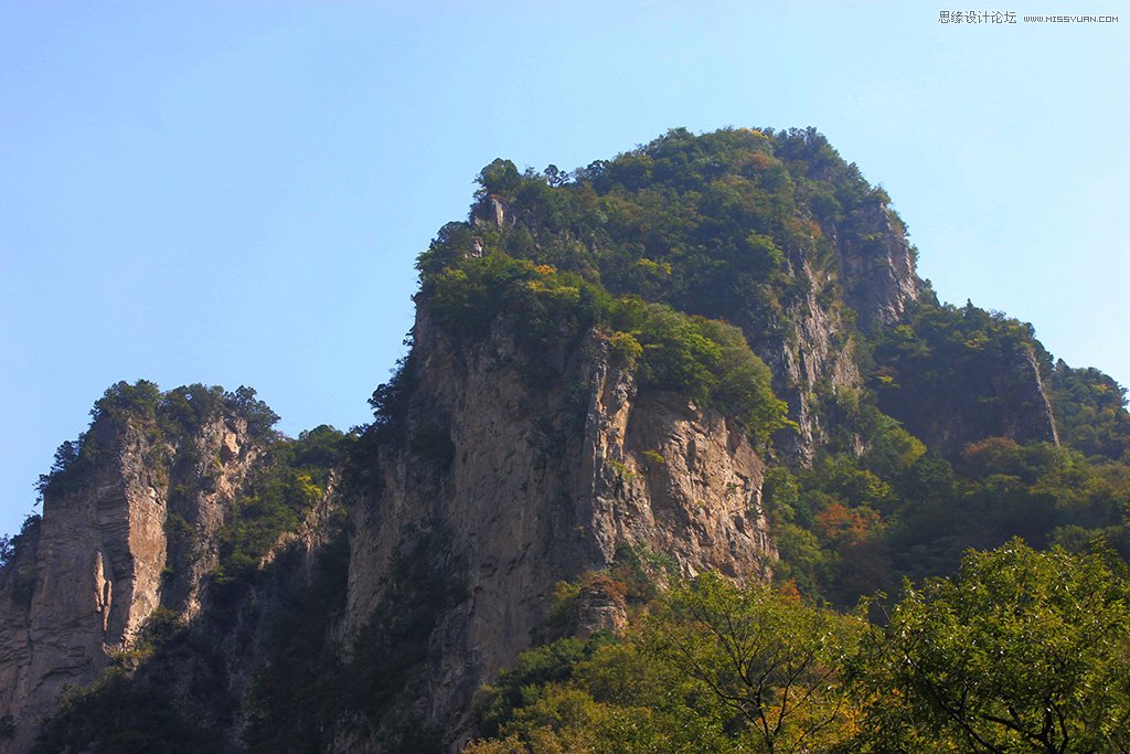 photoshop给大山照片添加黄昏和云雾效果
