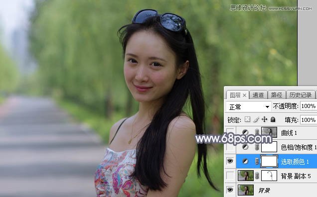 Photoshop调出甜美柔色效果的外景美女照片教程