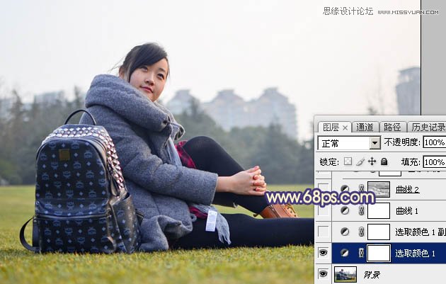 Photoshop给外景照片添加唯美的黄昏景色
