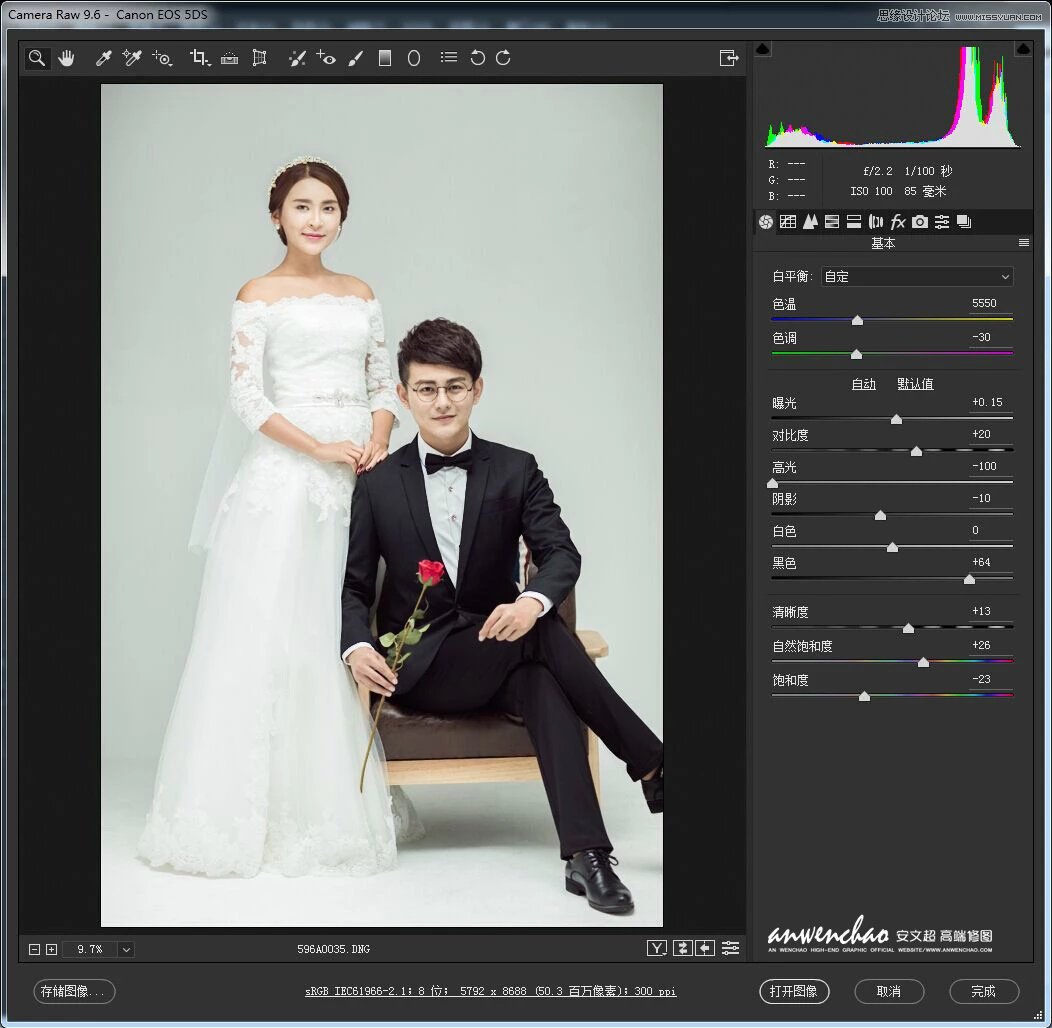 Photoshop调出室内婚纱照片韩式艺术效果