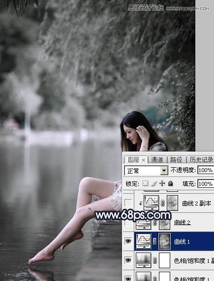 Photoshop调出暗冷色艺术效果的河边女孩