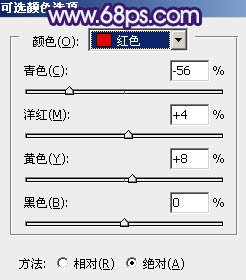 PS调出暗调蓝红色效果的树林人物照片处理教程