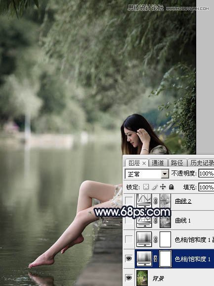Photoshop调出暗冷色艺术效果的河边女孩