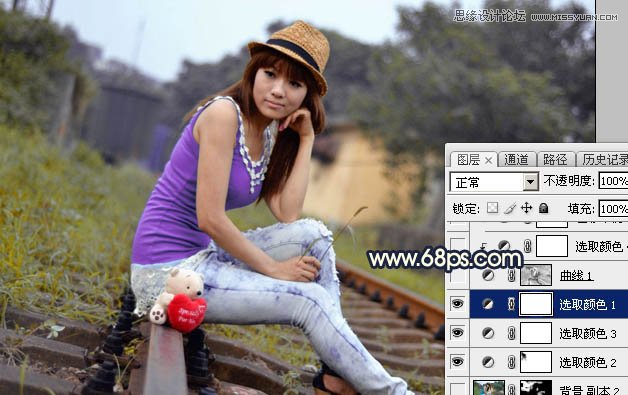 Photoshop给外景人像添加暖黄色艺术效果