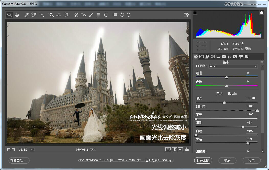 Photoshop给城堡婚纱照片添加梦幻夜景星空背景