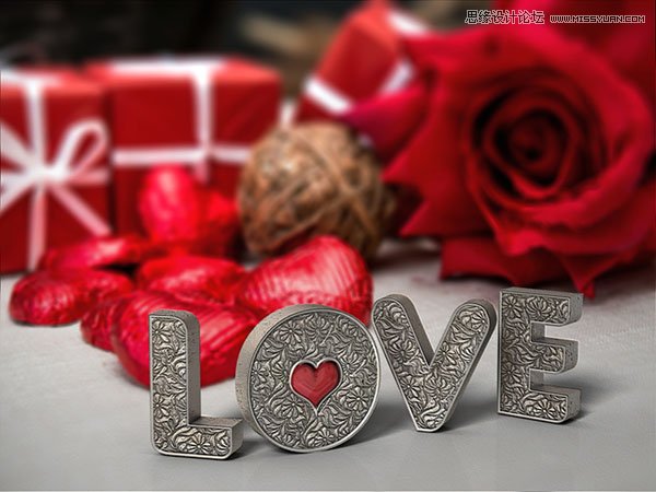 photoshop制作雕刻花纹3D立体字教程